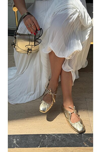 by emine eren emotion shoes Lucca Hakiki Deri Metalik Babet