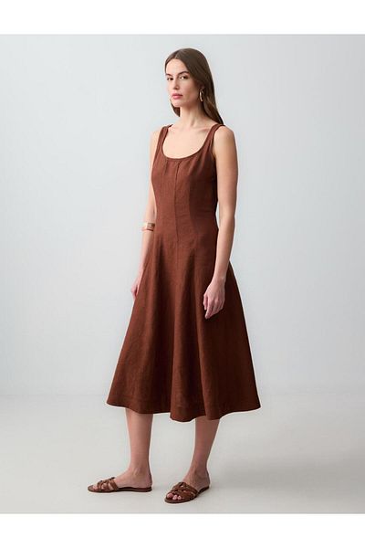 Jimmy Key Rochie midi fără mâneci, 100% in, maro amar