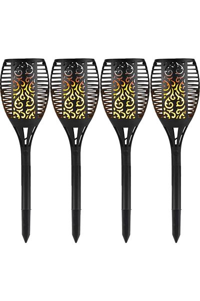 NEXTLY Set 4 X Lampa Solara De Exterior Tip Torta Cu Efect De Flacara , Decorativa, Senzor