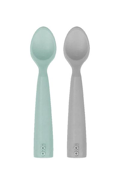 OiOi Food Spoon River Green / Powder Gray