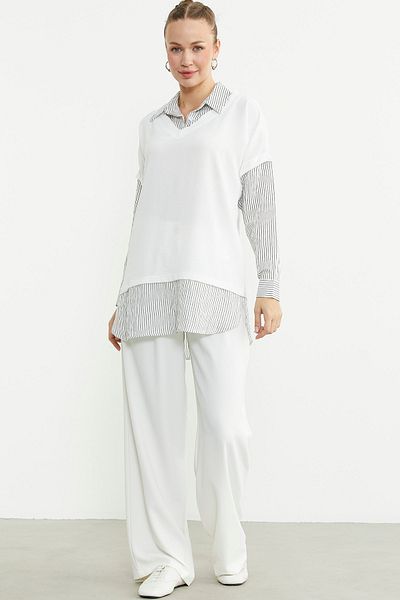 Sementa Μπλούζα Συνδυασμένο Πουκάμισο Oversize - Μαύρο