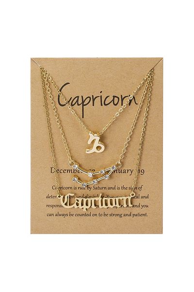 Choice Capricorn-Gold 3Pcs/set 12 Zodiac Sign Necklaces Set For Women Constellation Pendant Chain Choker Bi