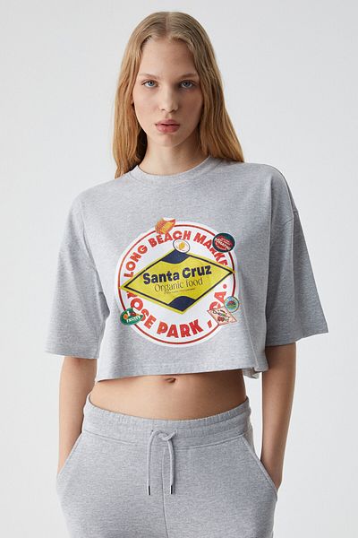 GRIMELANGE Ahrı Women's Relaxed Fit Crew Neck Printed Grimelange T-Shirt
