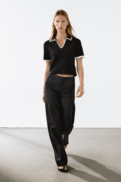 Massimo Dutti %100 pamuklu kısa kollu polo yaka t-shirt