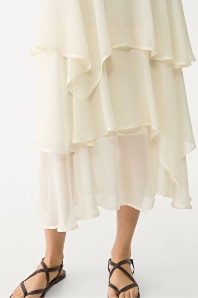 Stradivarius Ruffled midi skirt ADHA