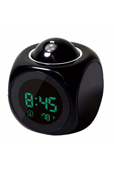 MACVI Ceas de camera Macvi® ,cu proiectie pe tavan , Negru,alarma, 2xAAA