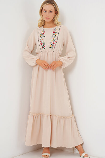 Bigdart Női hímzett hosszú hidzsáb ruha 2550 - Krém