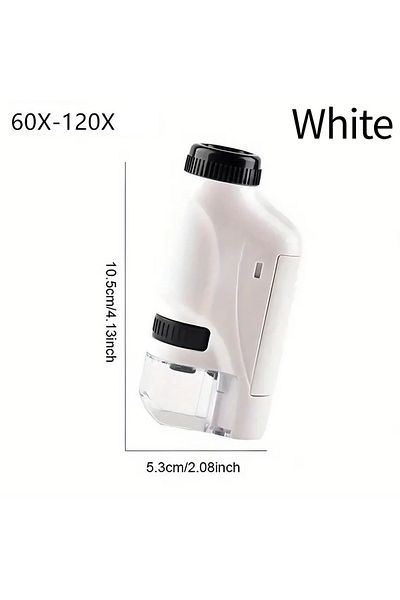 Choice White Stonego Pocket Microscope, Magnifier, Portable Handheld Mini Microscope Toys, Magnifiers, Stud