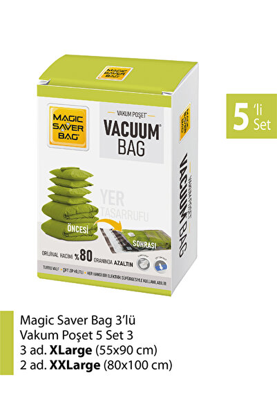 Get Lock Magic Saver Bag 5'li Vakumlu Poşet Seti (3 L 2 XXL)
