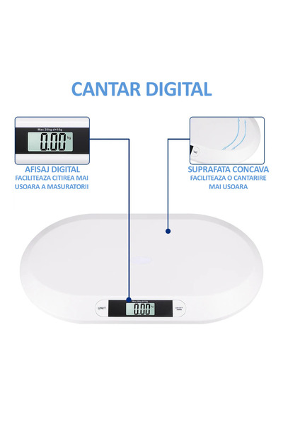 NEXTLY Ψηφιακή ηλεκτρονική ζυγαριά μωρού, 3 μονάδες μέτρησης, λειτουργία απόβαρου, εμβαδόν