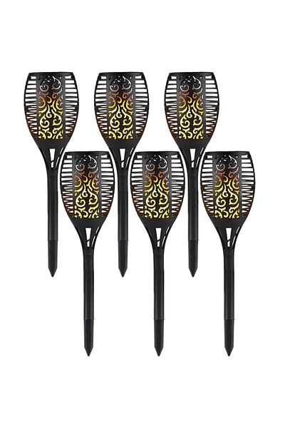 NEXTLY Set 6 X Lampa Solara De Exterior Tip Torta Cu Efect De Flacara , Decorativa, Senzor