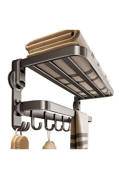NEXTLY Bathroom/kitchen Wall Bracket, Foldable, Hooks And Hanging Bar