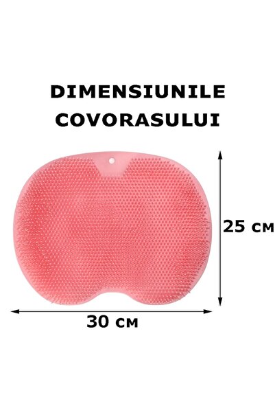 MACVI Covoras Masaj Picioare Macvi® pentru Dus sau Baie, Din Silicon Antiderapant, Roz, 30 x 25 cm