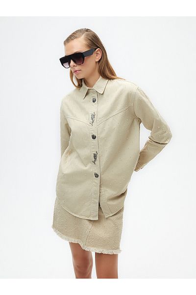 Nocturne Fusta mini din denim cu ciucuri N24YN4113