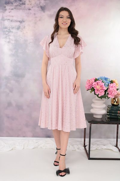 Vanessa Line RO Elegant pink cloche dress with gold print