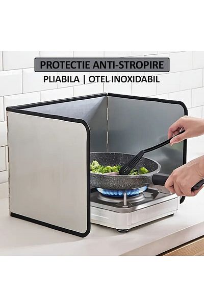 NEXTLY Protectie Anti-stropire Pentru Aragaz Si Chiuveta , Placa Pliabila Cu 3 Panouri Din Otel