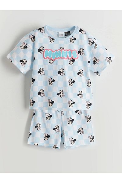 LC Waikiki Lcw Kids White Printed Girls' Shorts Pajama Set