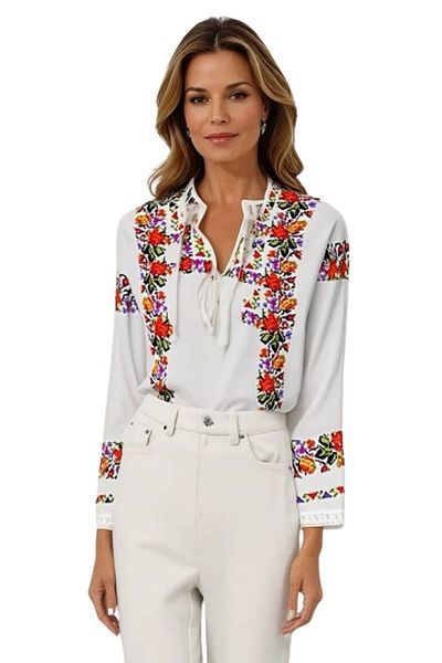 rody's forever Women's blouse B23, nature white/royal purple