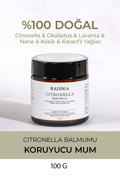 Radika Aromaterapi Doğal & Koruyucu Balmumu Mum | Citronella Serisi | 100 gr