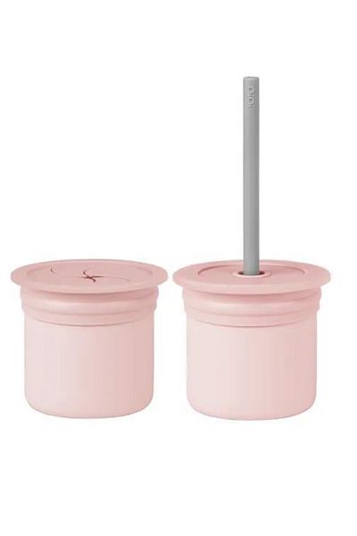 OiOi pinky pink/powder Gray Raw+Hüp Straw Silicone Cup Set