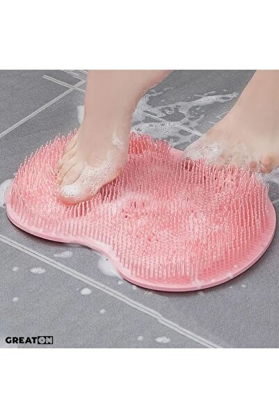 MACVI Covoras Masaj Picioare Macvi® pentru Dus sau Baie, Din Silicon Antiderapant, Roz, 30 x 25 cm