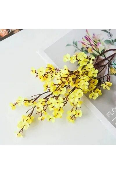 Choice Light Yellow Cherry Blossoms Artificial Flowers Baby's Breath Gypsophila Fake Flowers DIY Wedding Ho