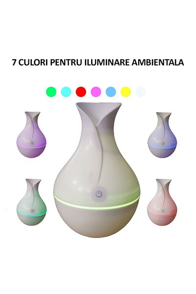 NEXTLY Difuzor Aromaterapie Cu Umidificator Cu Ultrasunete , Forma De Vaza, Lumina Ambientala Led 7