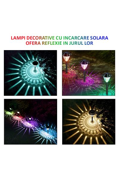 NEXTLY Set 8 Lampi Solare De Exterior , Lumina Rgb Si Alb Cald, Decorative, Ofera Reflexie In Jur
