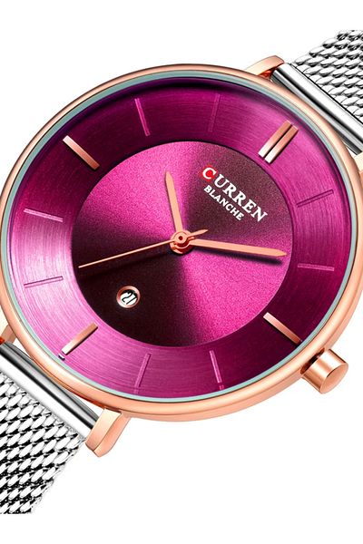 Curren 9037 Women’s Quartz Watch, Creative Casual Watches Stainless Steel Mesh Band Stylish Design