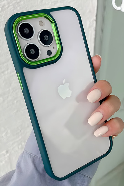 Ceponya Iphone 13 Pro Max Uyumlu Akrilik Kaplama Şeffaf Renkli Lens Koruma Çe...