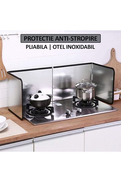 NEXTLY Protectie Anti-stropire Pentru Aragaz Si Chiuveta , Placa Pliabila Cu 4 Panouri Din Otel