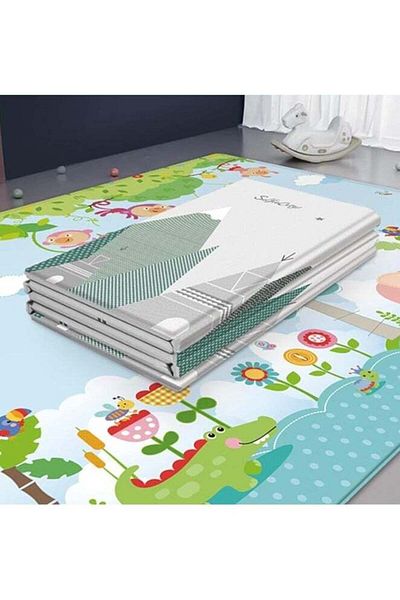 HSM Large Foldable Play Mat for Toddlers and Babies - Non-Slip and Waterproof, 200 x 180 cm