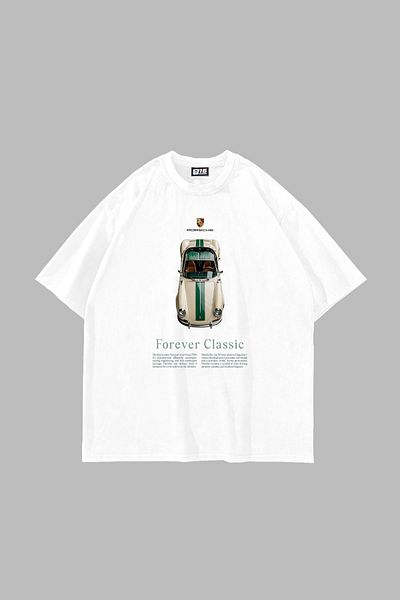 Sekizbiraltı Λευκό μπλουζάκι Forever Classic με στάμπα Oversize Unisex