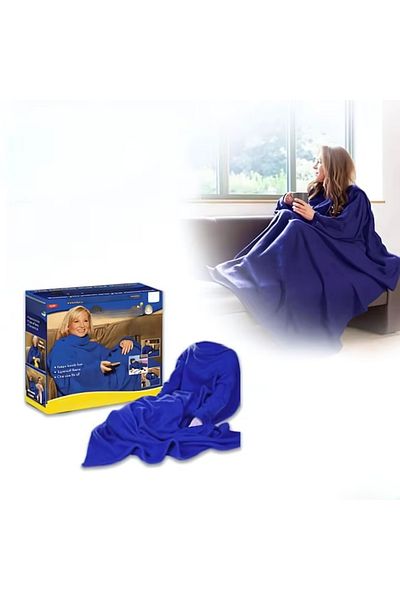 MACVI Patura cu maneci Macvi®, super moale, confortabila, albastru