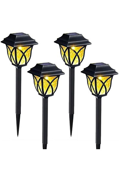 NEXTLY Set 4 Lampi Cu Incarcare Solara De Exterior Pentru Gradina Cu Tarus, , Lumina Alba Calda