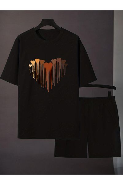 uyguntarz Σετ σορτς Unisex Melting Heart με εμπριμέ σχέδιο
