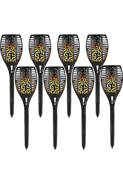 NEXTLY Set 8 X Lampa Solara De Exterior Tip Torta Cu Efect De Flacara , Decorativa, Senzor