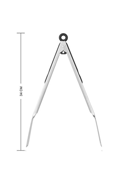 valletta Ginza Stainless Steel Smart Silicone Handle Tongs with Lock System Black