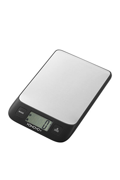 Lawazim Yonovo Food Scale - Black/Silver, 5000g Capacity, 0.1g Accuracy, LCD Display, Zero Function