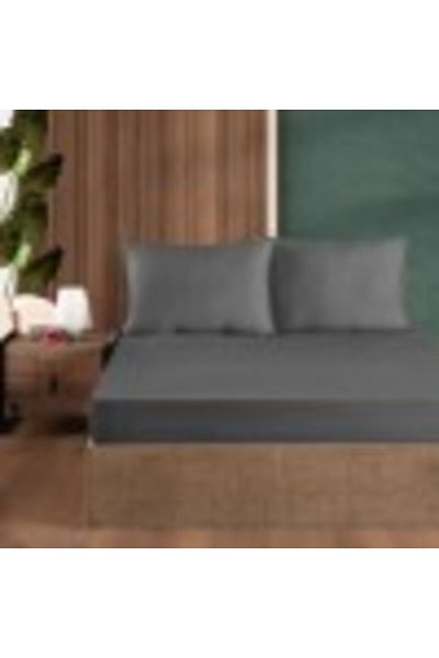 First Choice Set bed sheet with elastic and 2 pillowcases, 100% ranforce cotton, 160x200 cm, Anthracite