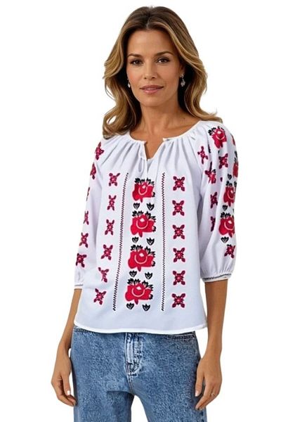 rody's forever Ladies' blouse type R2, pure white/burgundy red