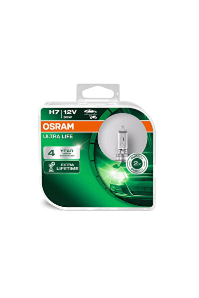 Osram H7 Ultra Life (Dört Kata Kadar Daha Uzun Kullanım Ömrüne Sahip) Halojen...