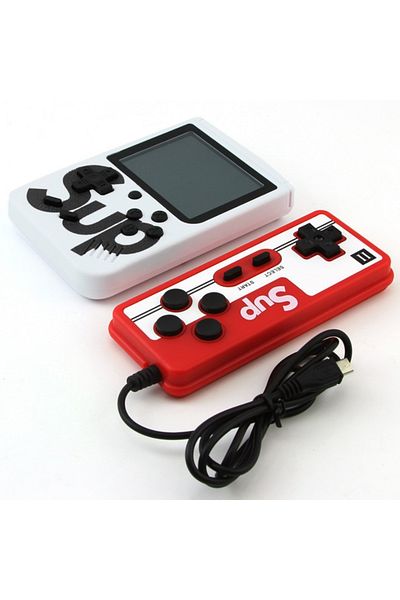 MACVI Macvi® Mini Portable Retro Console with 400 Games, 2 Players, 3" Color LCD, TV Connection, Red/White