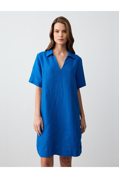 Jimmy Key Rochie mini cu mânecă scurtă, 100% in, cu decolteu în V