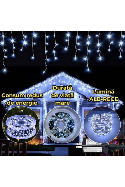 MACVI Instalatie Luminoasa LED de Craciun Macvi® pentru Interior si Exterior, 50M, LED, Alb Rece
