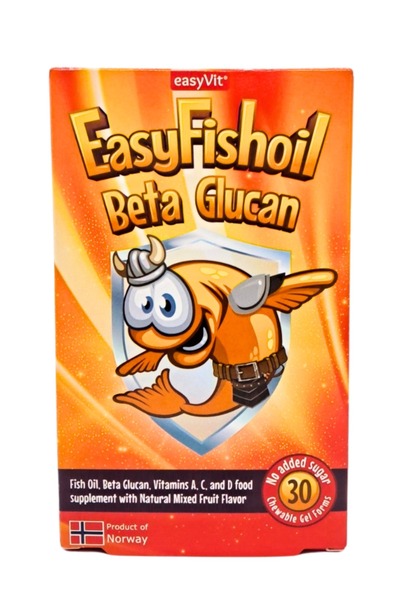 EASYVİT جل إيزي فيش أويل بيتا جلوكان للمضغ، 30 قرصًا