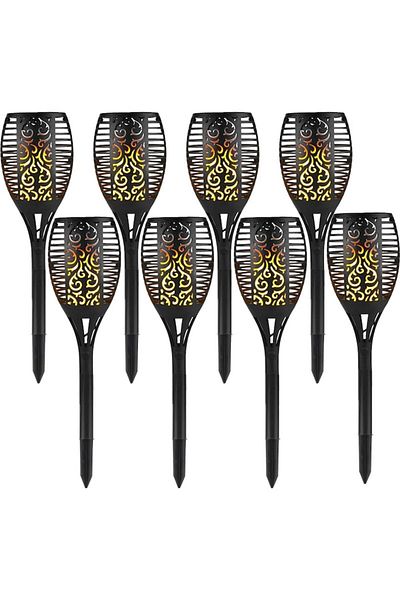 NEXTLY Set 8 X Lampa Solara De Exterior Tip Torta Cu Efect De Flacara , Decorativa, Senzor