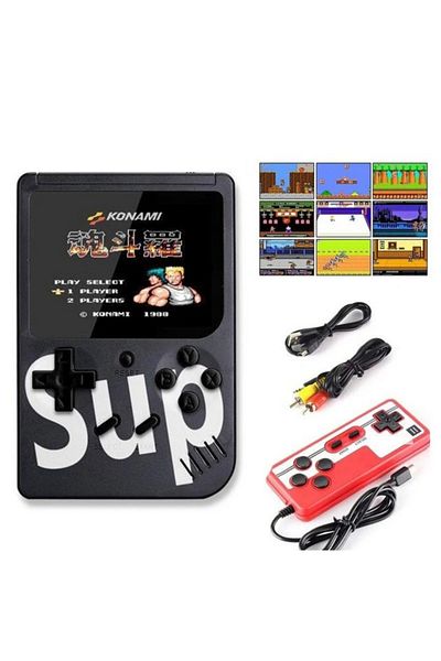 MACVI Macvi® Mini Portable Retro Console with 400 Games, 2 Players, 3" Color LCD, TV Connection, Red/Black
