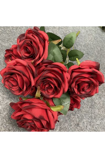 Choice Dark red 17 Artificial flowers simulation 9 head rose bouquet wedding wedding decoration artificial