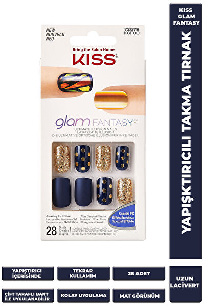 Kiss Jel Takma Tırnak Yapıştırıcılı Ve Çift Taraflı Bant Yapıştıcı Uzun Lacivert